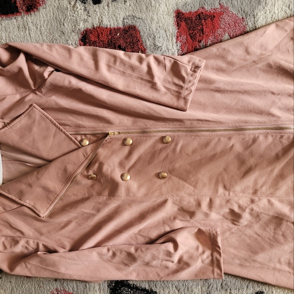 Plus Size Zipper Front Double Breasted Blazer Dress - Picture 6 of 7